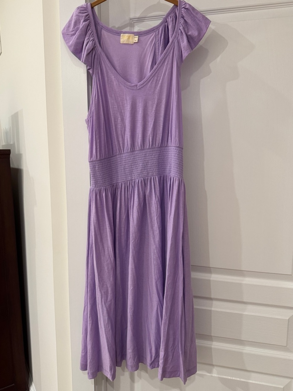 Nation Lilac Midi Dress with Smocked Waist